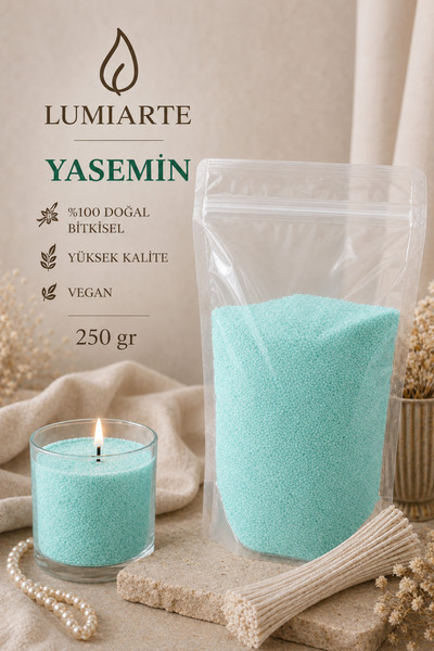 Lumiarte Yasemin İnci Tozu Mum 250 Gr Doğal Bitkisel Vegan 10 Adet 10 cm Fiti...