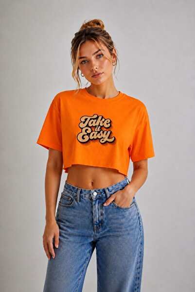 Lizbon Style Tricou pentru femei Take It Easy, cu imprimeu, croială brută, 10...