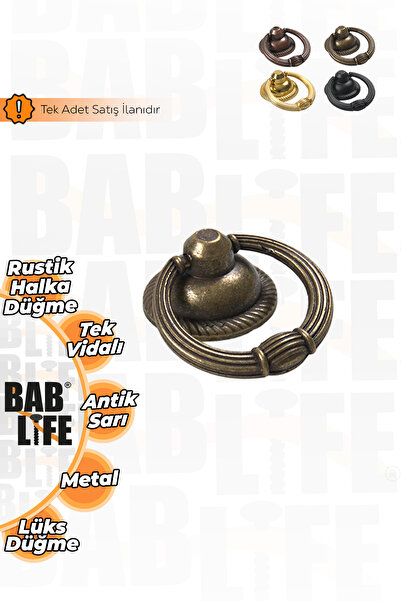 bablife Rustik Halka Sarkaç 35mm Çapında Çekmece Dolap Mobilya Kulpları (Siya...