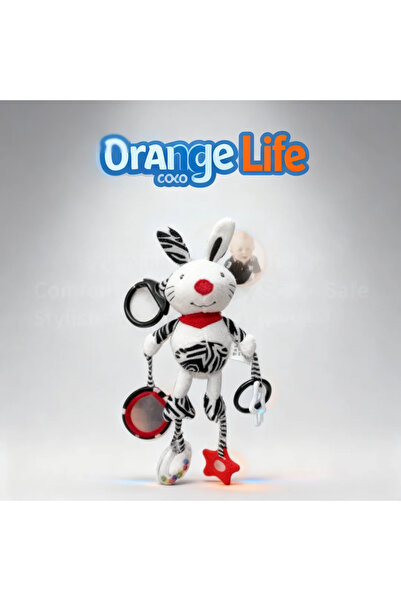 Generic OrangeLife Baby Bunny Plush Hanging Toy – Rattle, Teether & Mirror for Crib & Stroller