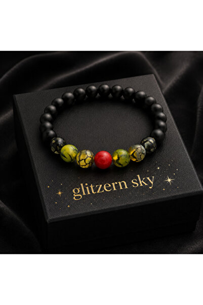 nss sky rock Moon Star Matte Agate Yellow Spider Agate Matte Onyx Bracelet 8m...
