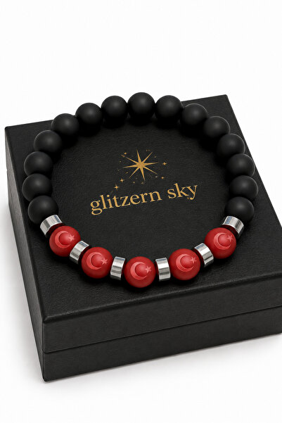 nss sky rock Moon Star Matte Agate Matte Onyx Hematite Bracelet 8mm Natural S...