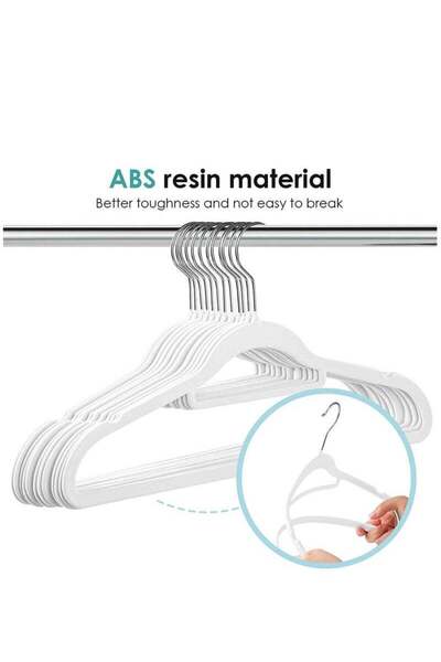 Arabest 100-Pack ABS Flocked Non-Slip Clothes Hangers, White Household Hanger...