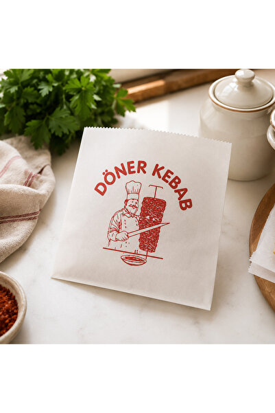ecenplast Hamburger Kese Kağıdı 14x15 cm - Kırmızı Döner Kebab Baskılı (1000 ...