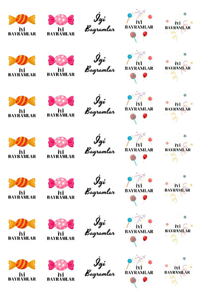 Bimotif İyi bayramlar, yazılı sticker seti, 350 adet (10 sayfa)