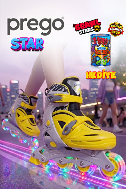 Prego Star Adjustable Numbered Lighted Children's Skates Te-201