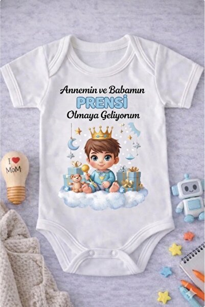 EYDUBABY I Am Coming to Be My Mom and Dad's Prince Printed Baby Body Zibin Ba...