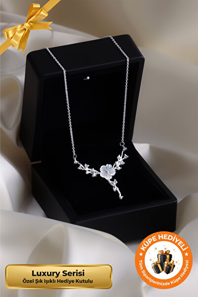 Lucente Jewellery Işıklı Hediye Kutulu Manolya Çiçeği Sarmaşık 925 Ayar Gümüş...
