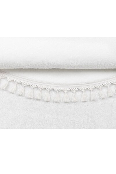 Valery Home Vl Yuvarlak Comfort Ponpon Saçaklı Peluş Halı Beyaz