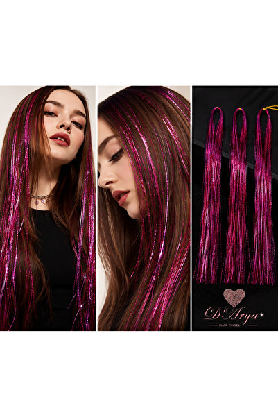 Darya DD288 Işıltılı Simli Tinsel Saç Uzatma Koyu Pembe