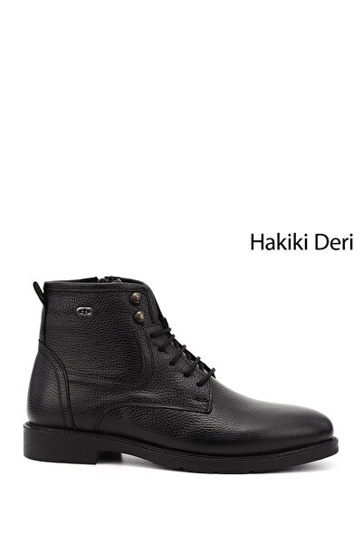 GÖNDERİ(R) Czarne, zapinane na zamek, klasyczne buty męskie ze skóry naturalnej