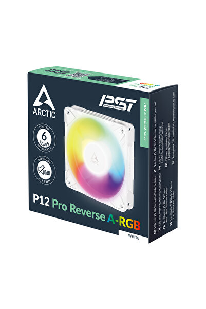 Arctic P12Pro Reverse ARGB White 120mm 3000RPM 73CFM Yük. Perf. Ters Hava Kas...
