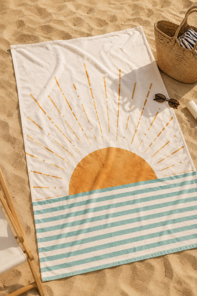 milroma Sun Patterned Sea and Beach Towel Green