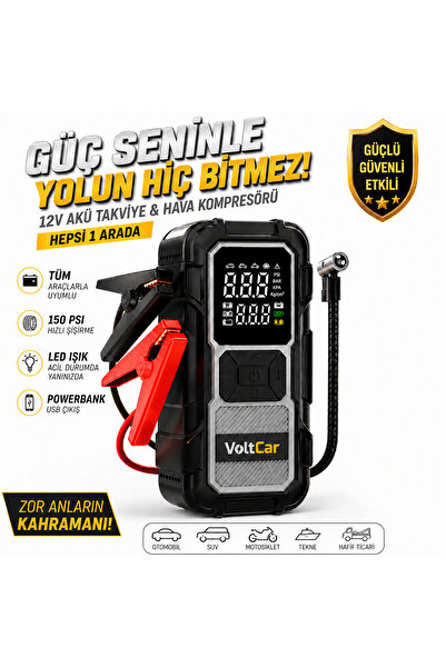 TARÇIN VoltCar Akü Takviye Cihazı – Araç Marş Cihazı, Lastik Şişirme, Powerba...