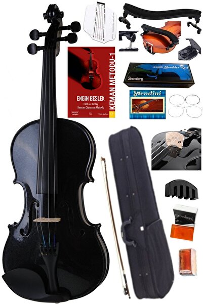 Stromberg Keman - Siyah 4/4 Yastık Kılavuz Susturucu Metod Hediyeli - Yetişki...