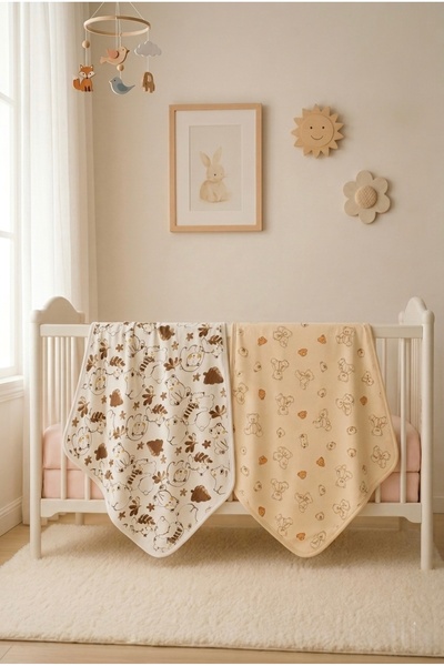 Alihan %100 Pamuk 2'li Bebek Battaniye 90 x 90 cm
