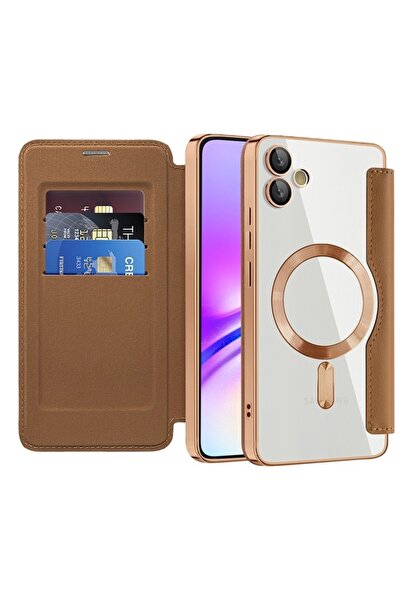 Techsuit Case for Samsung Galaxy A05 - SmartMag Book Case - Brown