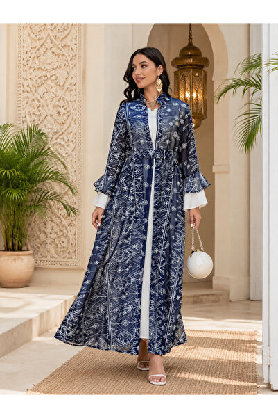 Greneric Eid al-Adha Luxe Blue Embroidered Abaya – Elegant, Modest Festive Ce...