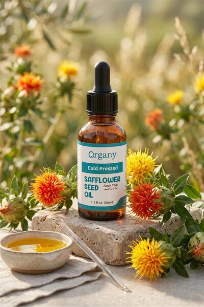 Organy Cold Pressed Safflower Oil 100% Natural Moisturizing Skin and Nourishing Hair Care Oil Safflower Oil 50 ml
