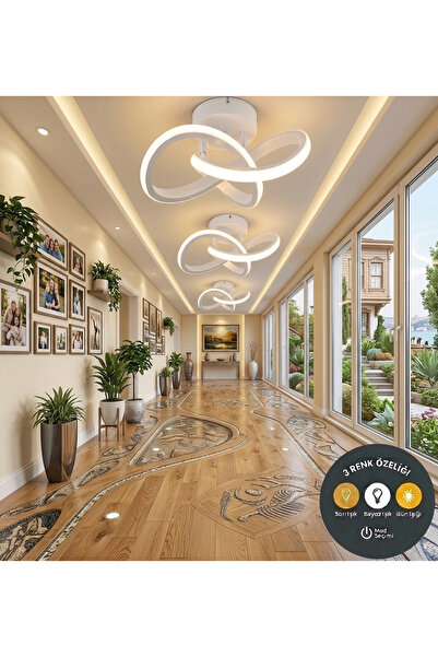 Lzy Avize Store Snowflake Beyaz Modern LED Avize 3 Renk | Premium Beyaz Moder...