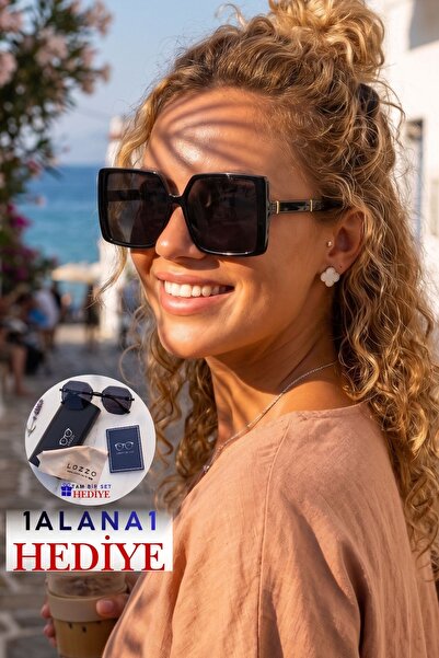 Lozzo Kadın Kelebek Gold Aksesuarlı UV400 Güneş Gözlüğü 23066 C2 Koyu Cam