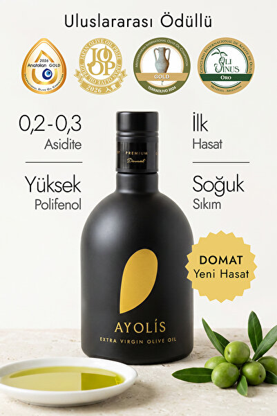 Ayolis Premium Gurme Domat Zeytinyağı 500 ml Ödüllü Erken Hasat Soğuk Sıkım N...