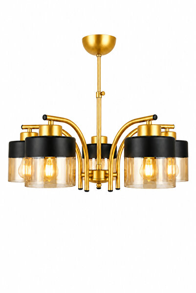 ESSLİGHT Defne 5’li Eskitme Bal Camlı Modern Salon Mutfak Yatak Odası Avize