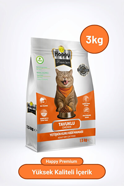 Happy Tavuklu Kuru Kedi Maması 3 Kg