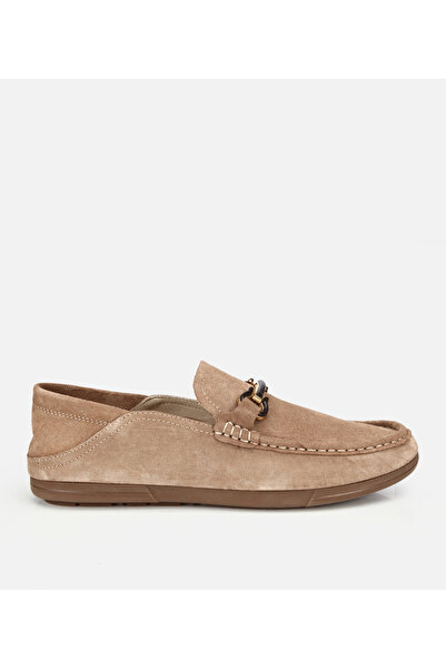 Hotiç Erkek Süet Deri Bej Toka Detaylı Comfort Loafer Ayakkabı