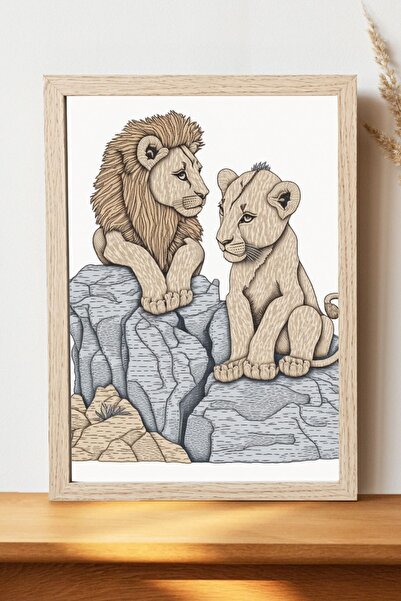 Luna Marissa Αφίσα Artistic Lions - Ψηφιακή αφίσα τέχνης από χοντρό χαρτί χωρ...