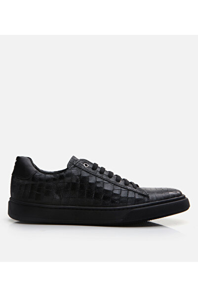 Hotiç Men's Leather Black Casual Shoes
