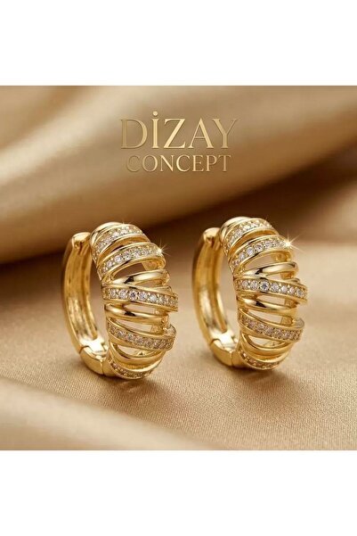 DİZAYCONCEPT Xuping Gold Sıralı Zirkon Taşlı Sarmal Küpe