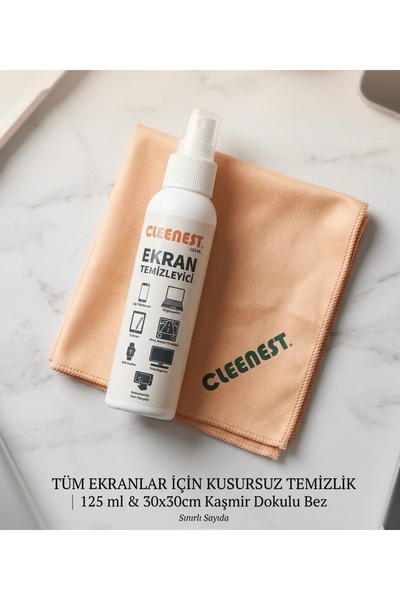 Cleenest Ekran Temizleme Seti 125ml Sıvı Ve Kaşmir Bez 30x30 Otomobil Ekranı,...