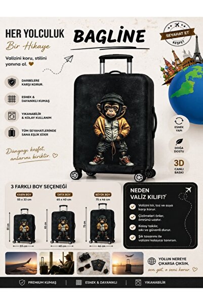Bagline Lycra Stretch Fabric Monkey Printed Ανθεκτική θήκη βαλίτσας και βαλίτσας