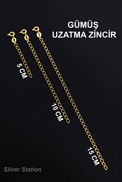 Silver Station Altın Renk Gümüş Kolye Uzatma, Gümüş Bileklik Uzatma Zinciri 5...