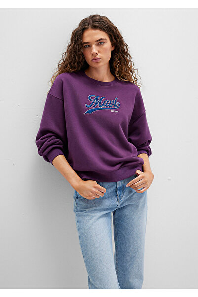 Mavi Logo Baskılı Mor Sweatshirt 1S10419-70679