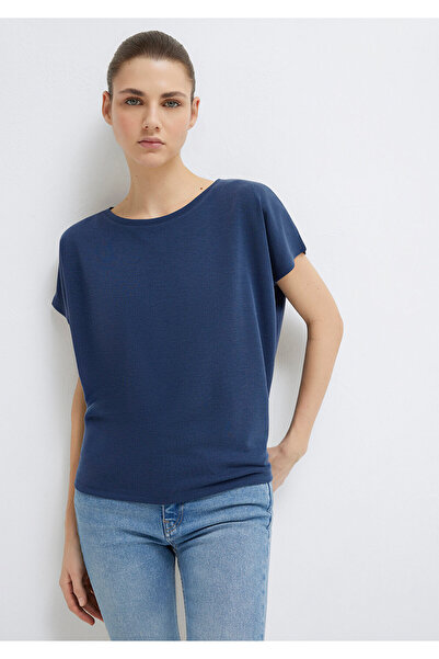 Mavi Lux Touch Marineblaues Modal-T-Shirt mit lockerer Passform / lockerer, e...