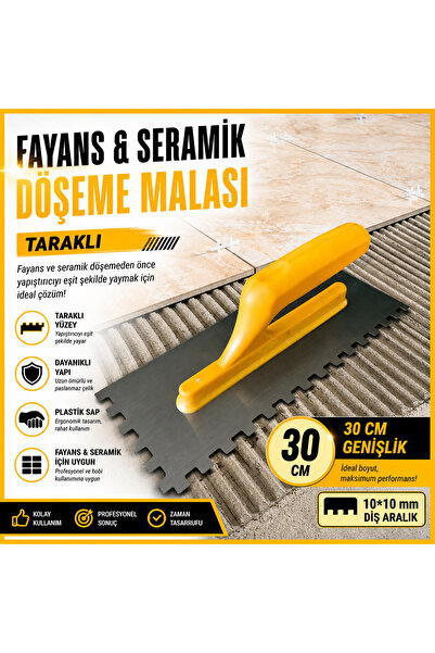 SGS Fayans Malası Seramik Tarağı Taraklı Plastik Sap 10*10mm Diş 30 cm Uzunluk