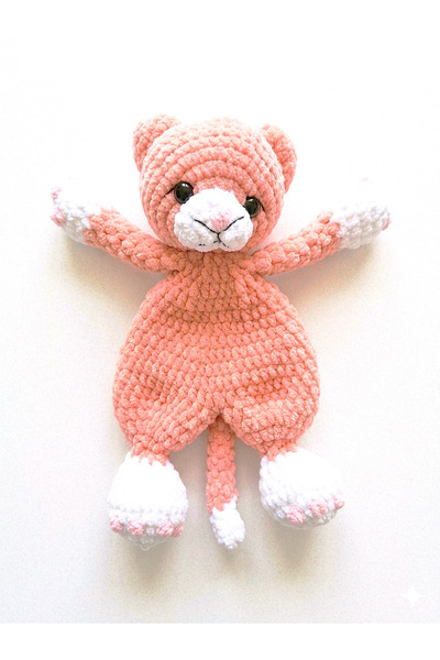 MİNOHOUSE Amigurumi Örgü Uyku Arkadaşı TuruncuSevimli Yavru Kedi