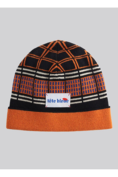 Tete Bleue Turuncu Kadın Geometrik Desenli Bere NOE CASHMERE BLEND GRAPHIC BE...