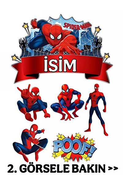 telaşe memuru İSİMLİ - Örümcek Adam Yenilebilir Pasta Süsü - Örümcek Adam Pas...