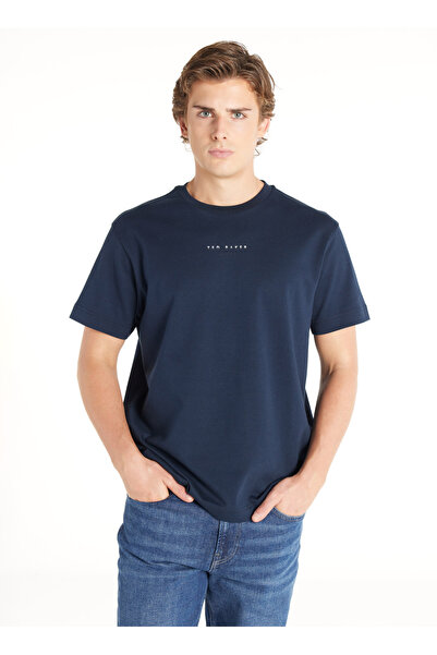 Ted Baker LACİVERT LOGOLU BİSİKLET YAKA KISA KOLLU TSHİRT