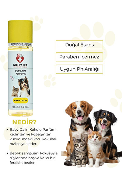 MALLY PET PROFESSIONEL PET CARE Baby Dalin Kokulu Kedi Ve Köpek Parfümü 100 ml