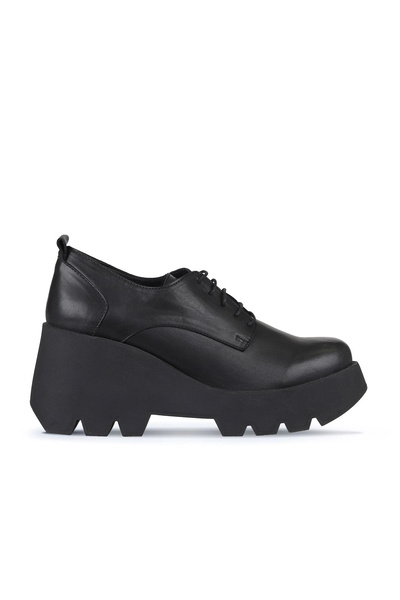 Bueno Shoes Black Leather Women's Wedge Heeled Shoes 01Wz8400