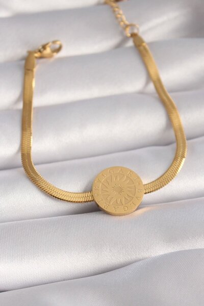 Generic Brand 316L Steel Gold Color Italian Chain Model Embroidered Medallion...