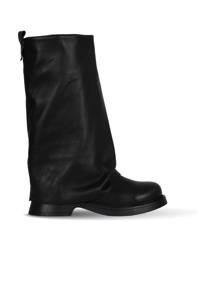 Bueno Shoes Siyah Deri Kadın Düz Çizme 30wc25570