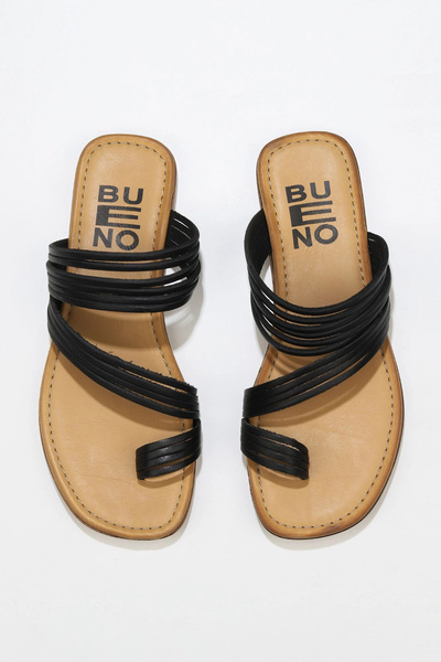 Bueno Shoes Flip-flops de damă din piele neagră 01wu3418