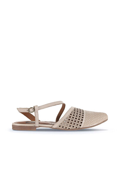Bueno Shoes صندل نسائي مسطح من الجلد باللون البيج 01wa3302