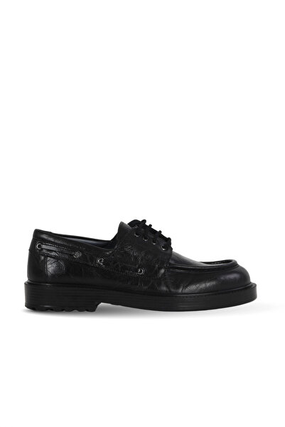 Bueno Shoes Black Mexico Leather Men's Casual Shoes 34Ma26005
