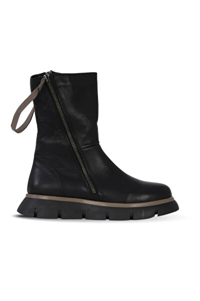 Bueno Shoes حذاء مسطح نسائي من الجلد باللون الأسود والرمادي 01wf2300
